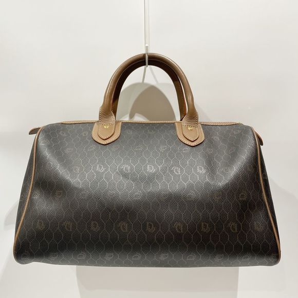 Dior Logo Boston Bag Christian Plate Travel Honeycomb - Picture 1 of 13